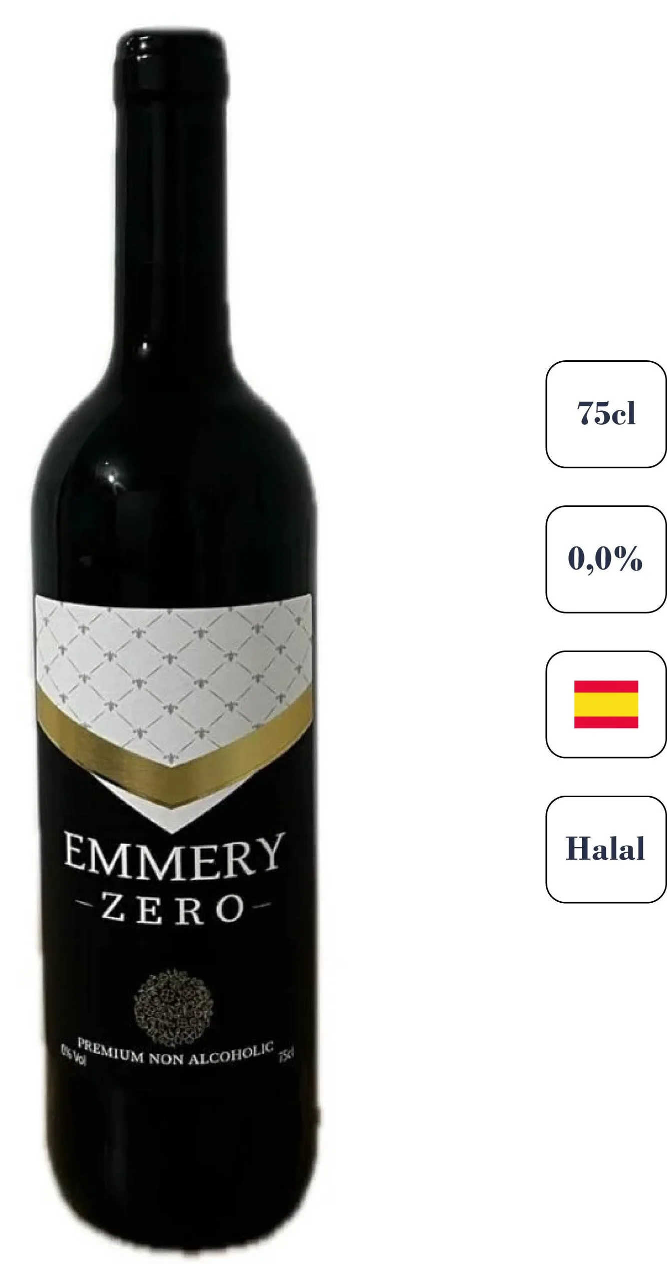 Botella de vino tinto sin alcohol Emmery Zero Roble